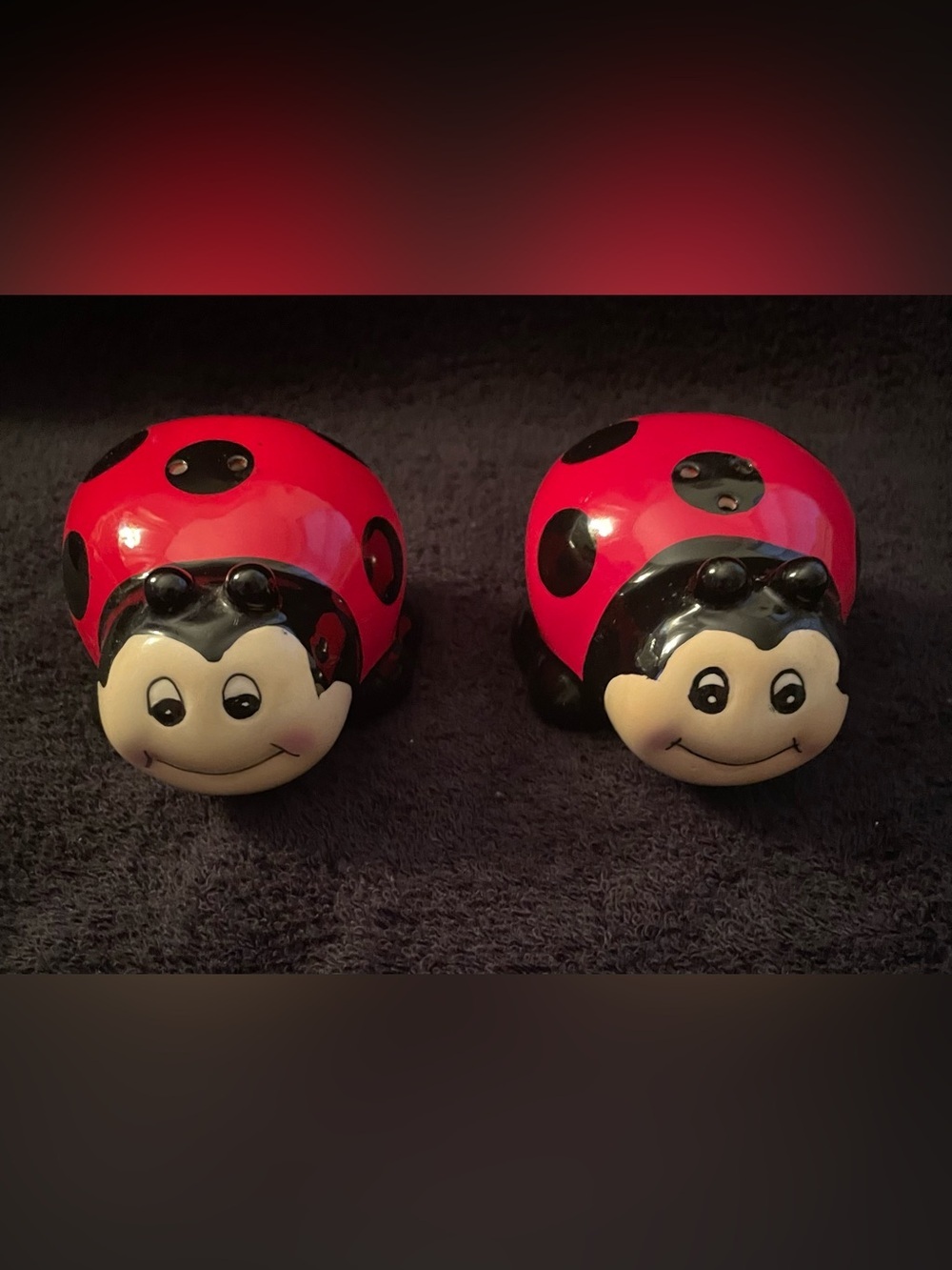 New Burton & Burton Red and Black Ladybug Salt&Pepper Shakers - Picture 4 of 6